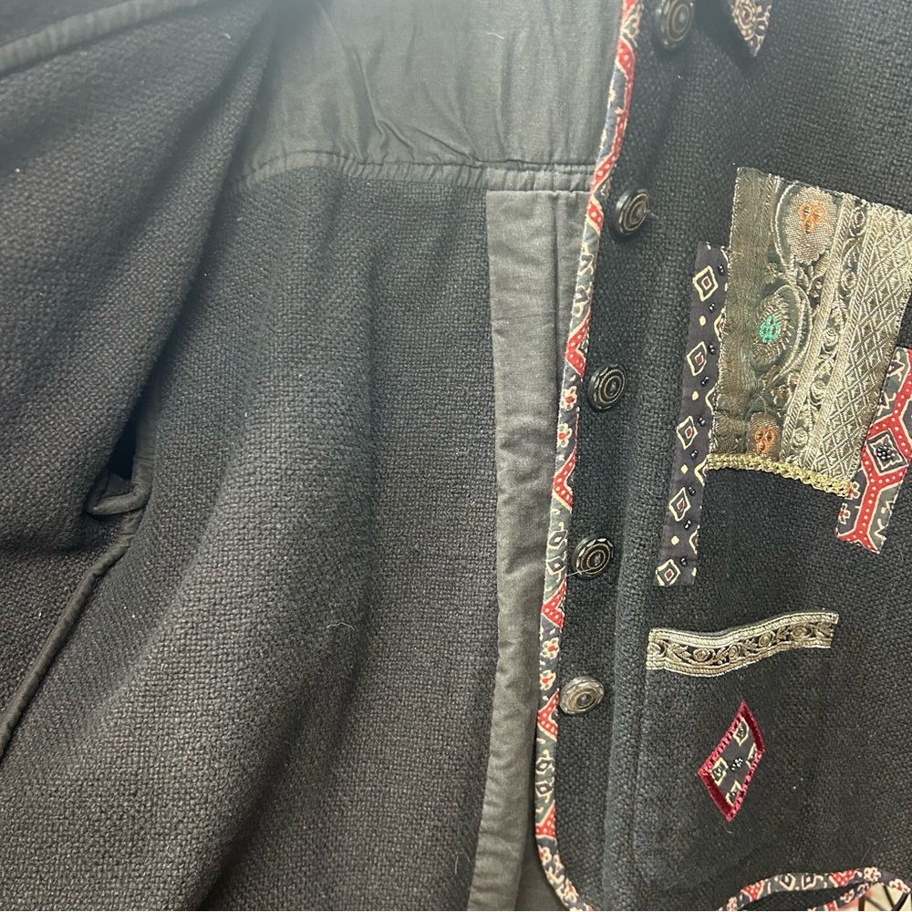 Flashback Cotton Patchwork Art Beaded Black Jacke… - image 7